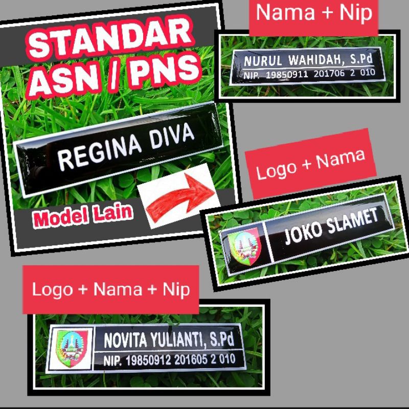 Name Tag Papan Nama Dada Standar PNS / ASN - Bahan Resin Viberglass - Peniti &amp; Magnet #Name Tag Indonesia