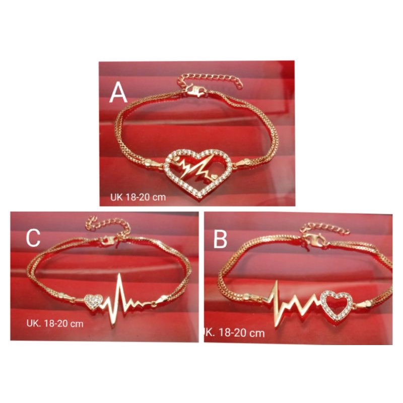 NK462. Gelang xuping wanita lapis emas dgn mata zircon ukuran 18-20 cm