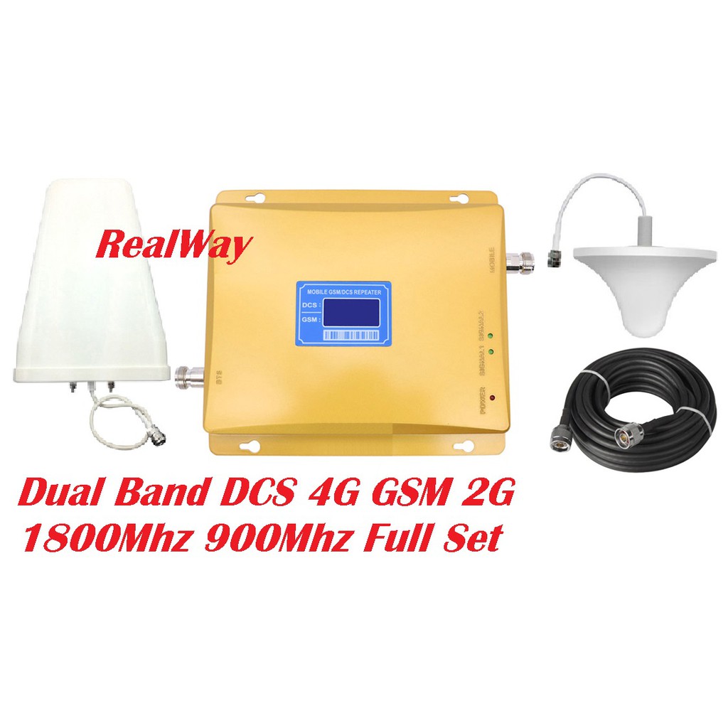 Full Set Dual Band 4G 2G 1800 900 Mhz Signal Repeater Penguat Sinyal HP GSM Booster