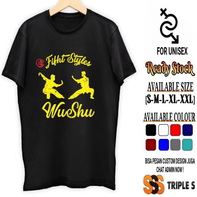 KAOS FIGHT STYLES WUSHU KAOS SENI BELADIRI WUSHU BAHAN COMBED KUALITAS DISTRO
