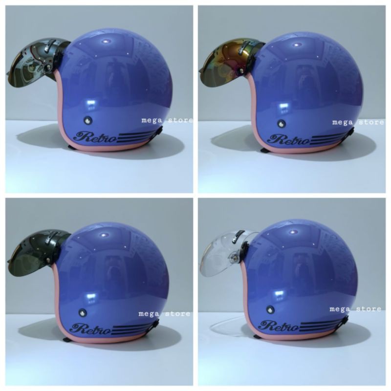 helm motor helm retro warna pastel lilac