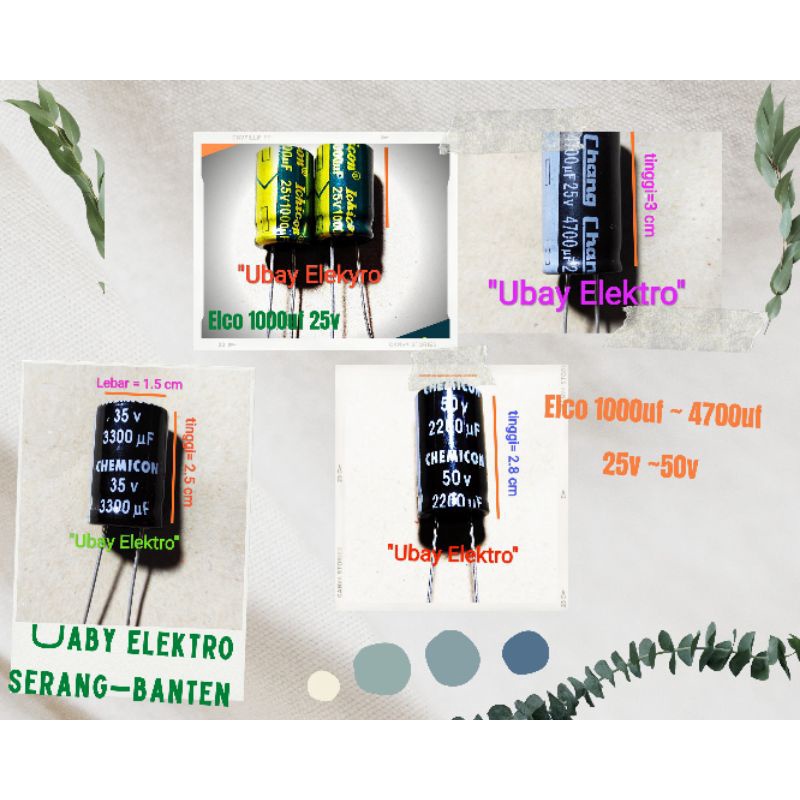 Elco 1000uf ~ 4700uf tegangan 25v ~ 100v