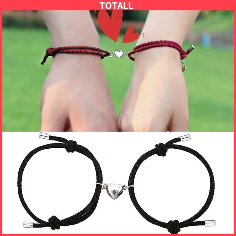 [✅COD]2PCS Gelang Cinta Pasangan Tali Kepang Magnetik Gaya Cina