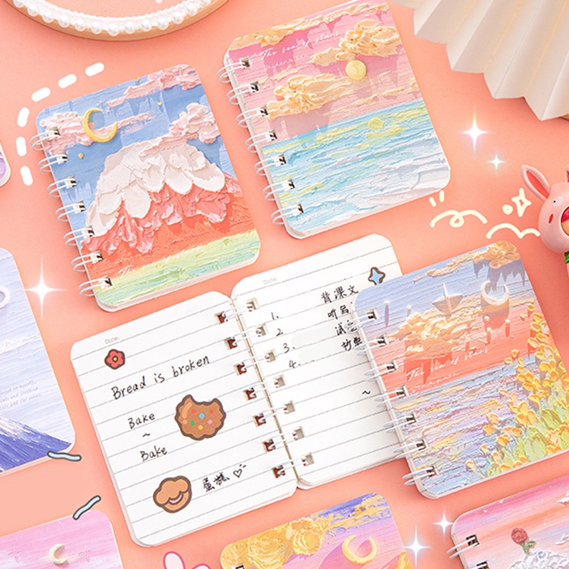 4pcs Buku Notebook / Catatan / Diary Mini Ukuran A7 Motif Kartun