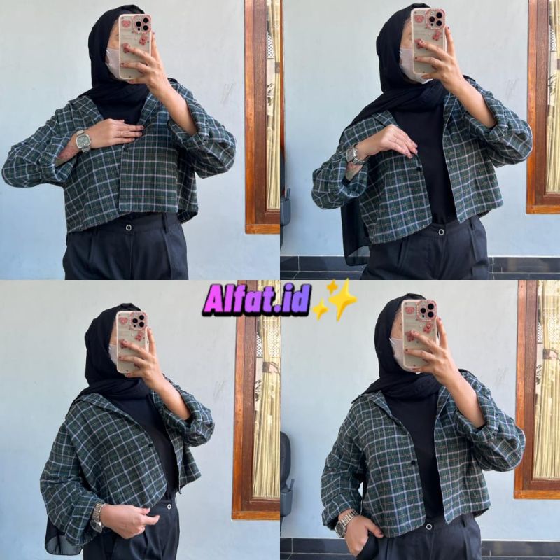 crop top tartan / crop top flanel / kemeja crop wanita-Motif 31