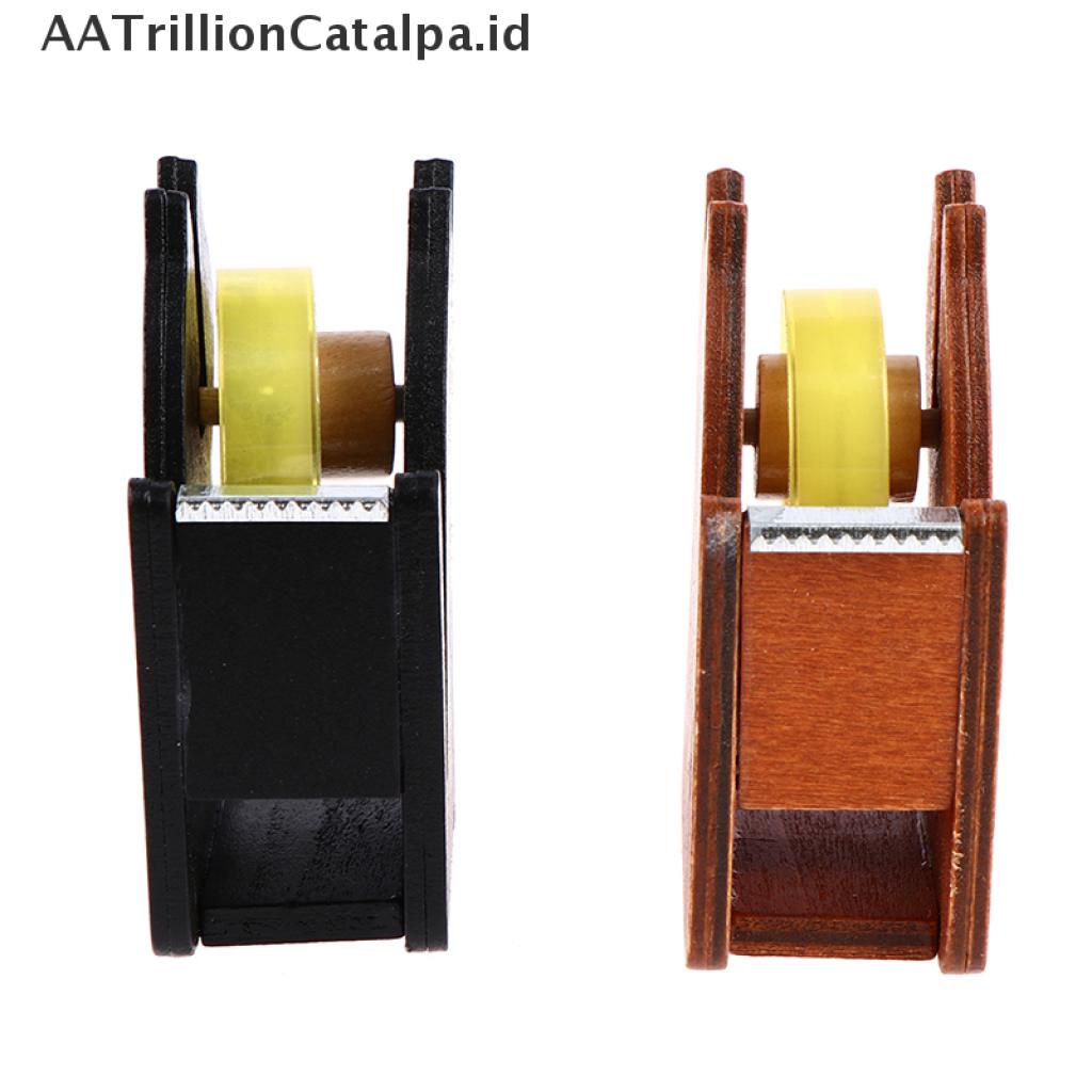 (AATrillionCatalpa) Dispenser Selotip / Isolasi Motif Kartun Kucing Bahan Kayu