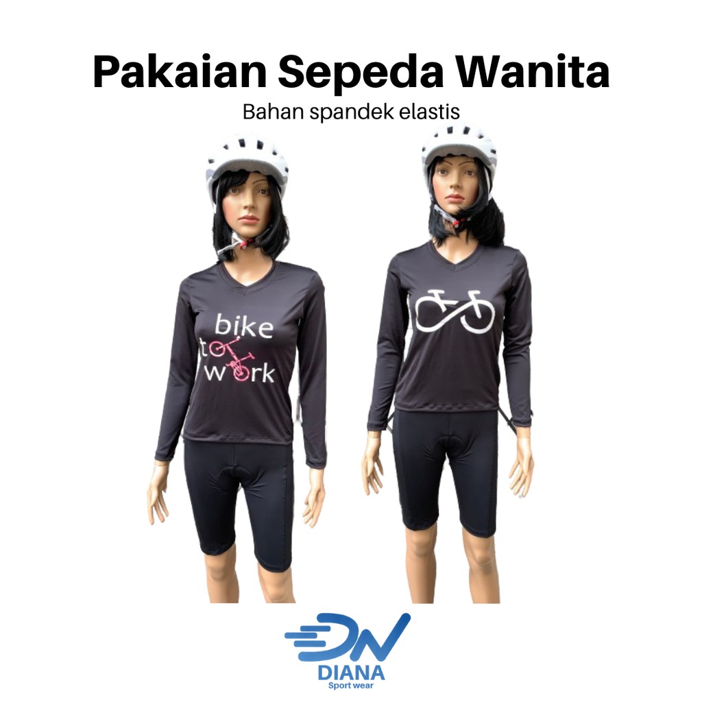 set baju sepeda wanita dan celana sepeda padding busa wanita | pakaian olahraga sepeda wanita