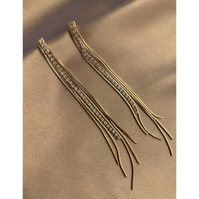 LRC Anting Tusuk Fashion Golden Tassel Stud K13216