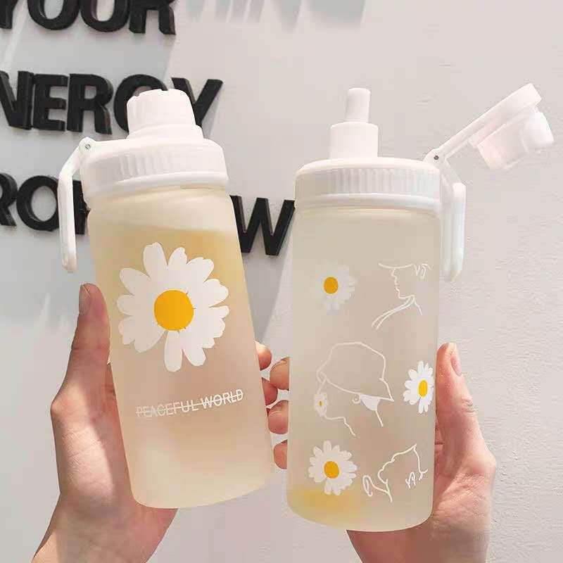 [JINGO] Botol Minum Daisy Korea 600ml BPA Free Botol Minum Anak Sedotan Anti Tumpah Viral Aesthetic