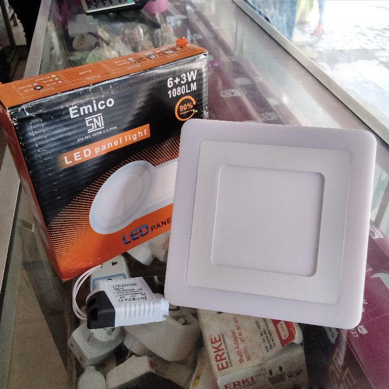 Downlight LED Emico Outbow 6+3W 1080 LM dan12+4W 1620 LM Kotak 2 Warna Biru-Putih