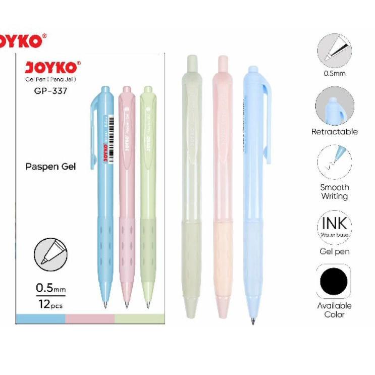 

Kualitas Bagus Pulpen Joyko Paspen Gel Pen GP 337 0.5mm (1 lusin)