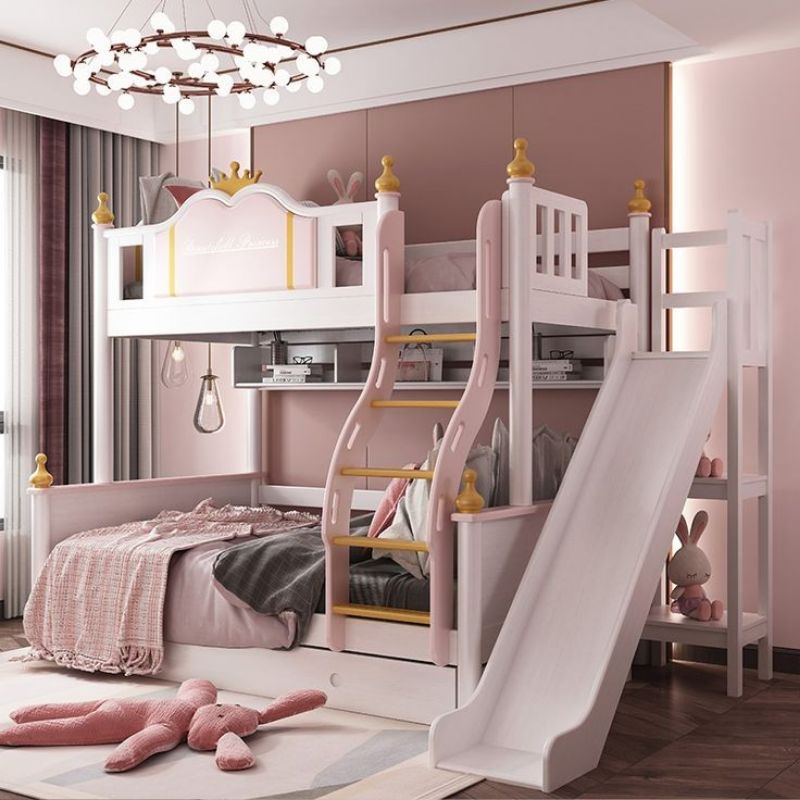 Bunk Bed Anak 3 Susun Perosotan Motif Mahkota, Ranjang Tingkat Anak Perempuan Prosotan