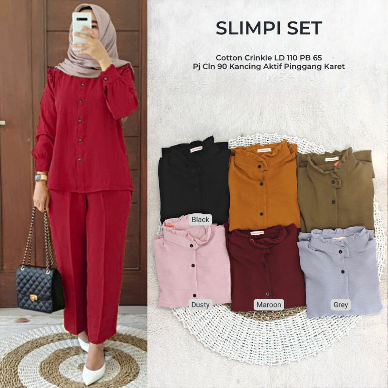 RATI - SLIMPI SET CRINKLE AIRFLOW JUMBO LD 110 Setelan Baju Remaja Wanita Muslimah By Mumufashion