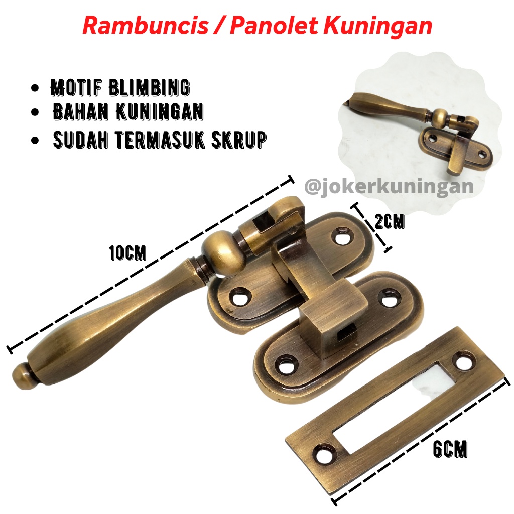 Rambuncis JUMBO Kuningan Motif Blimbing Rambuncis dolomite rambuncis unikey grendel jendela pintu