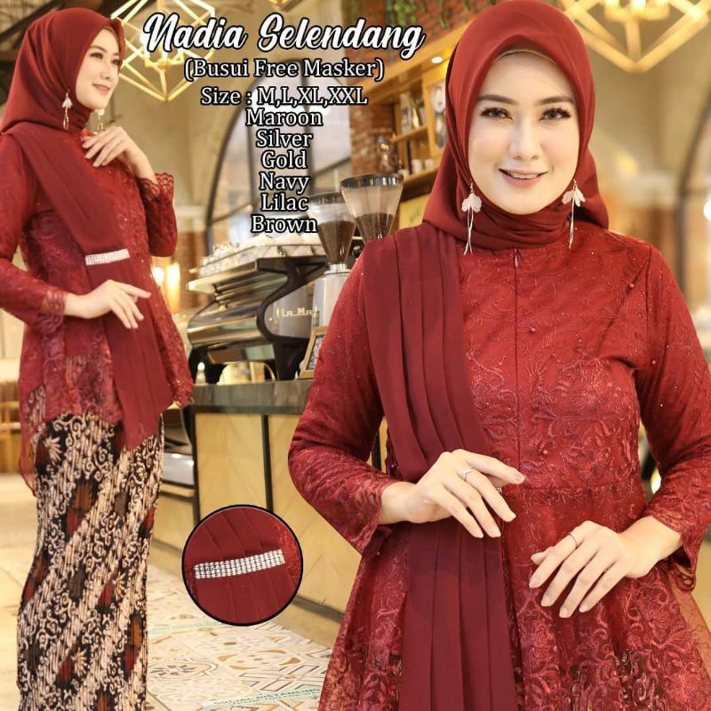 Kebaya Tunik Brukat Nadia Selendang