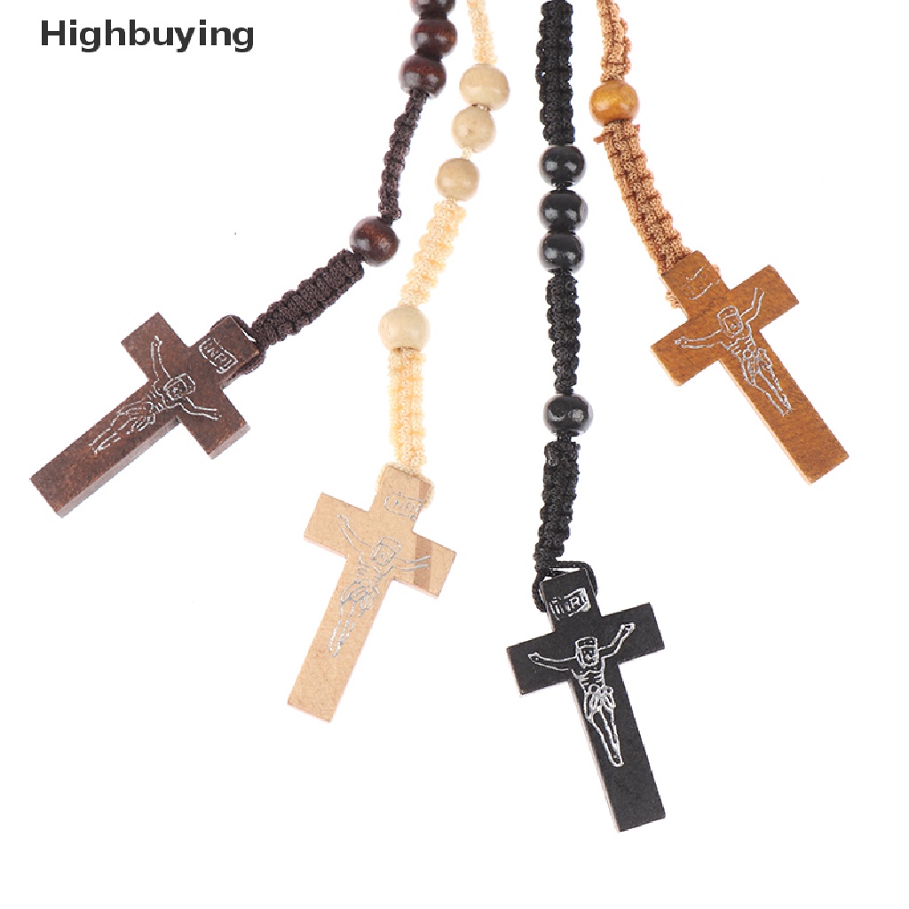 Hbid 1Pc Kalung Rosario Desain Manikmanik Kayusalib Yesus Gaya Katolik Untuk Priawanita Glory