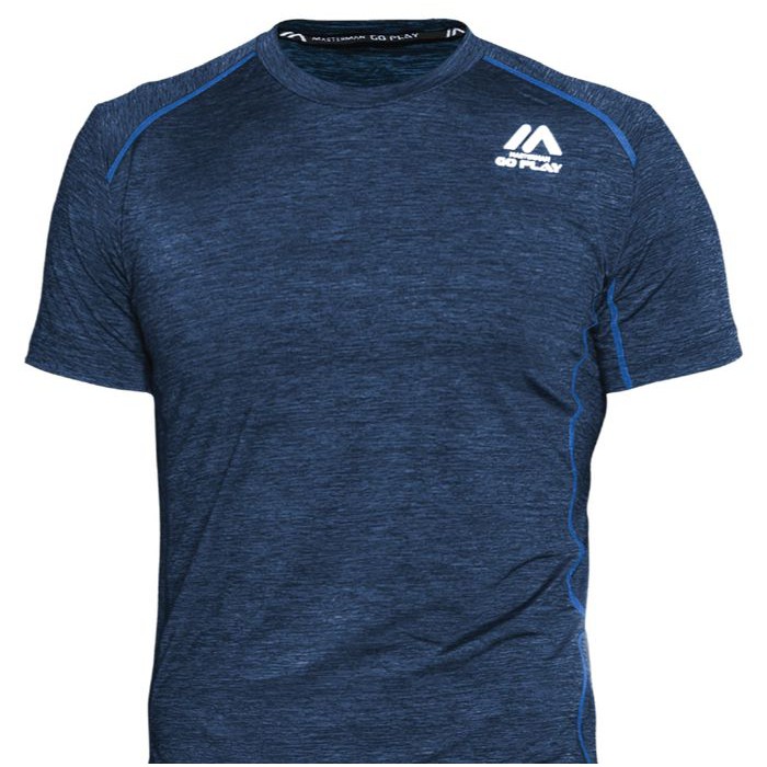 MASTERMAN GOPLAY MELANITE SPACE DYE KNIT BLUE KAOS LARI GYM OLAHRAGA