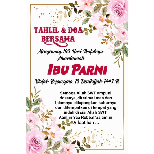 

STIKER ACARA TAHLILAN UNTUK NASI BOX