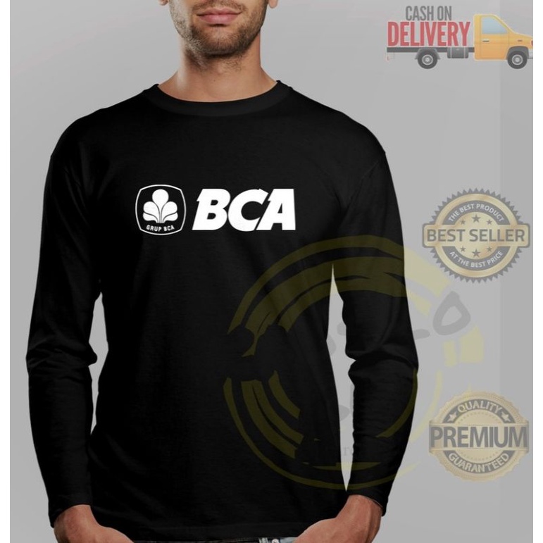 kaos lengan panjang bca simple logo bank asia kaos distro tshirt pria unisex katun