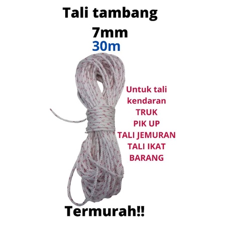 Tali Tambang Tampar Plastik 7mm 30m Tali Ikat Barang Tali Ikat Mobil tali jemuran baju Tali Tambang Tampar Murah