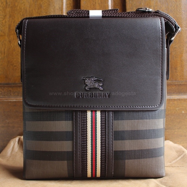 TAS SELEMPANG PRIA KANTOR CASUAL BRANDED IMPORT | BURBERRY 688 BROWN