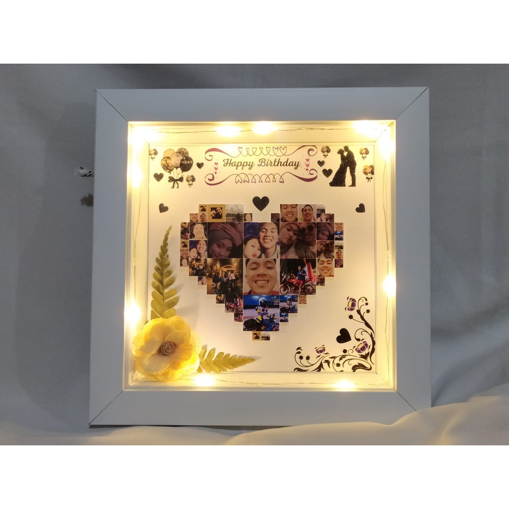 Frame 3d pigura gift box kado nikahan ulangtahun
