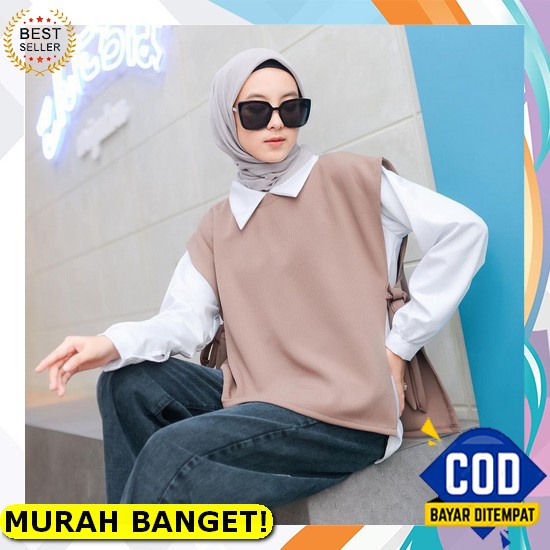 [Bisa Cod] Freya Blouse - Fashion Atasan Kemeja Wanita Polos Kekinian Baju Cewek Kekinian Cantik Mur