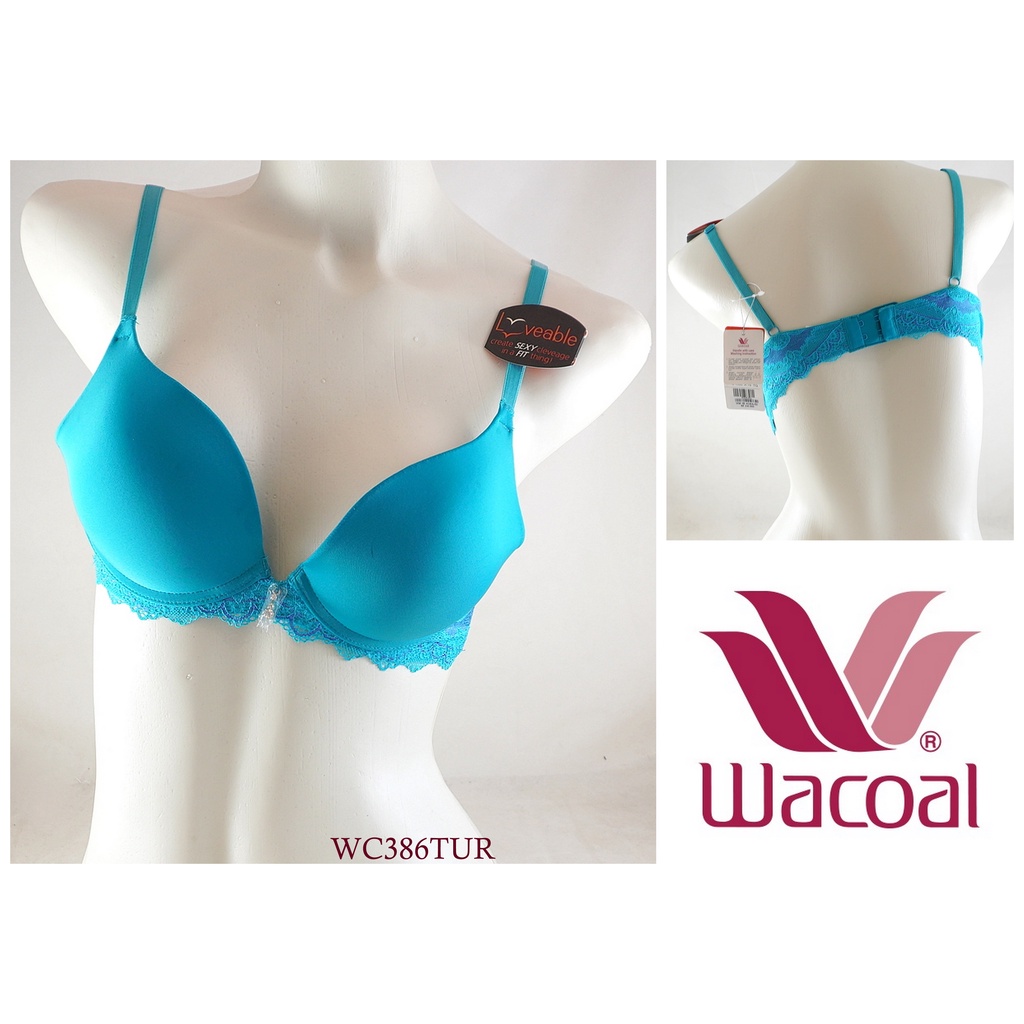Bra Wanita Kawat Renda Push Up Busa Tebal  WACOAL / Full Cup Underwear Brukat Pakaian Dalam WC386 IB