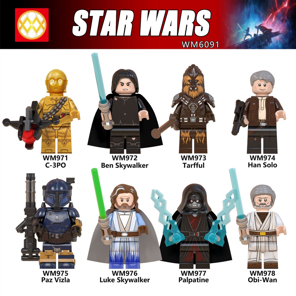 Action Figure Star Wars Minifigures C-3PO Ben Skywalker Tarfful Han Solo Paz Vizla Luke Skywalker Palpatine WM6091