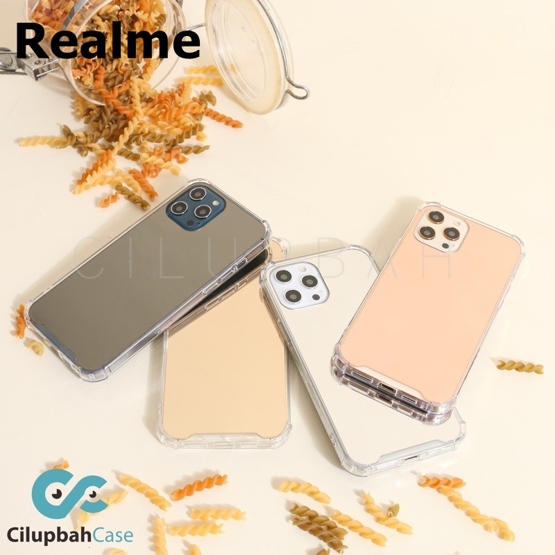 NEW COLOR! Soft Case Realme C1 C2 C3 C11 C12 C17 2 3 5 6 7 i PRO 8 C20 C2 - Mirror Anti Crack Anticrack Case Kaca Cermin