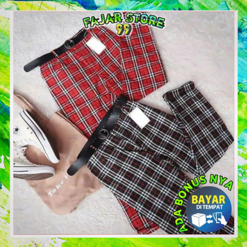 CASEY PANTS / BOXY TARTAN PANTS / CHINOS TARTAN / CELANA TARTAN