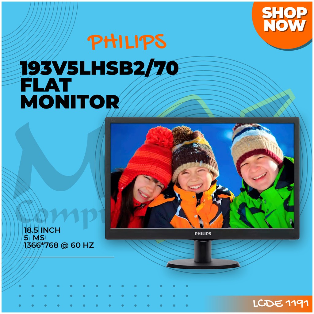 Philips 193V5 193V5LHSB2/70 19" 1366x768 60 Hz 5ms HDMI VGA TFT-LCD Flat Monitor