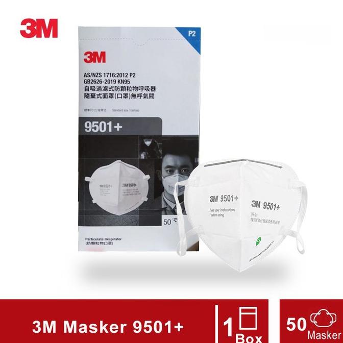 3M 9501+ Masker KN95 Particulate Respirator P2 - 1 Box ( 50 Masker )