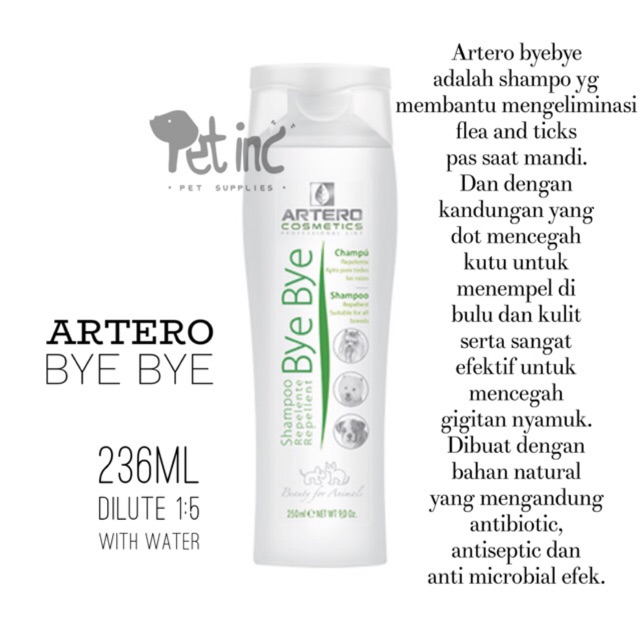 Artero bye bye shampoo kutu untuk anjing made in spain