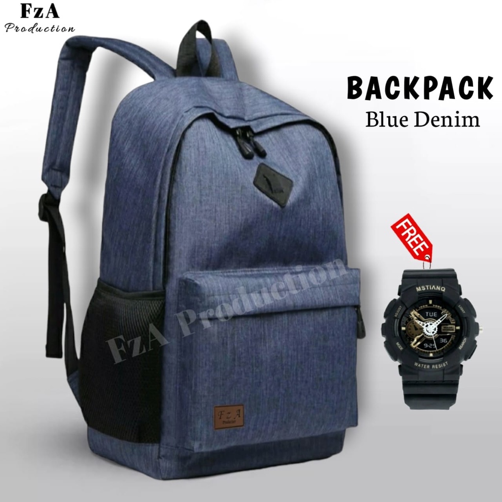 Tas Ransel Punggung Distro Casual Pria Wanita / Tas Ransel Laptop Original - FzA Gratis JAM SPORT