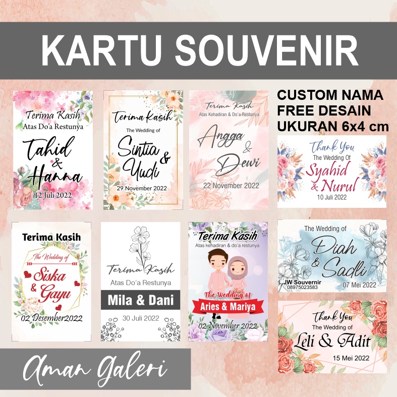 Jual Kartu ucapan untuk souvenir 100pcs Custom Nama Ukuran 4x6 cm