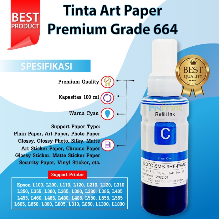 Tinta Art Paper Epsn Ink Grade A Korea L1110 L1210 L1250 L1256 L3100 L3101 L3110 L3210 L3116 L3150 L3156 L3250 L3256 L5190 L5290 L5296 L6160 L6260 L6270 L6290 L6460 L6490 L6550 L6580 L6170 L6190 L14150 L15150 L15160 L15180 L4150 L4160 L4260 L4266