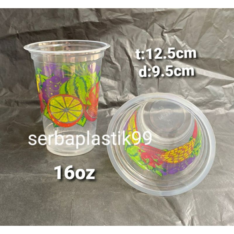 puspan gelas cup jus popice boba 16oz 50pcs