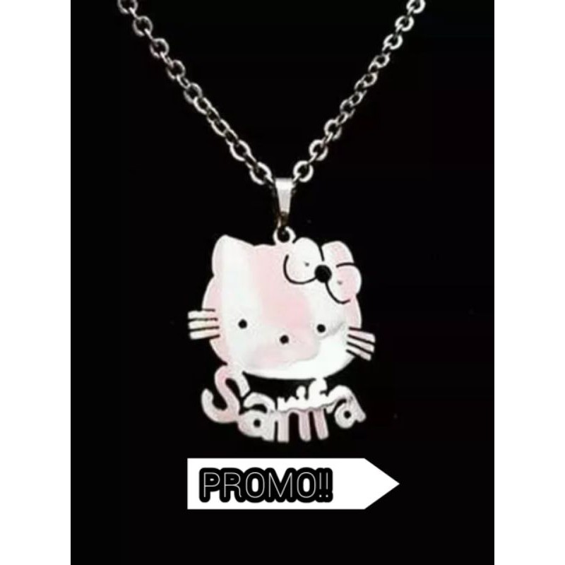 Kalung nama anak perempuan hello kitty titanium anti karat necklace custom asesoris KN-05