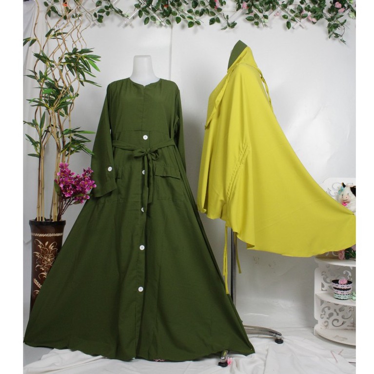 Gamis Set khimar cadar wolfis Kancing ALNA Busana Syari Wanita muslimah fashion style purdah niqob