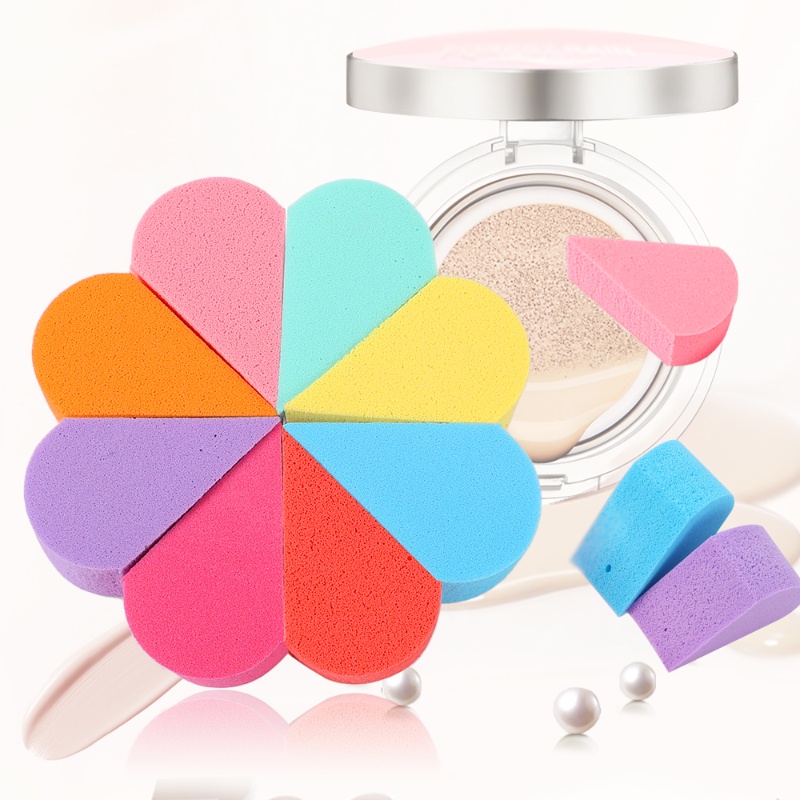 8Pcs Dry&amp; Wet Use Makeup Blender Sponge Set Soft Petal-shaped Puffs for Liquid Cream Powder Eight-color