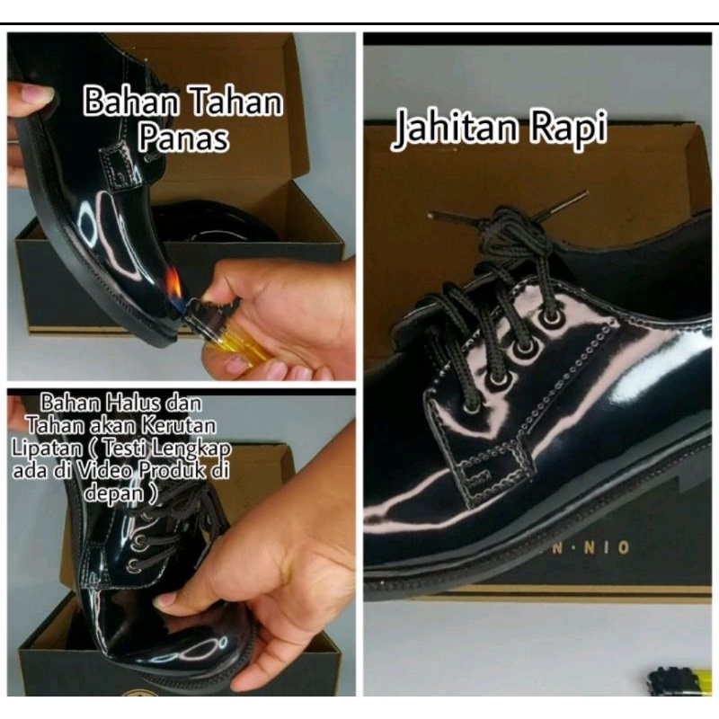 Sepatu PDH Pendek 01 TNI Dinas TNI AD AU AL PRIA FORMAL  POLRI Sepatu PDH SECURITY SATPAM DINAS HARIAN KULIT KILAP