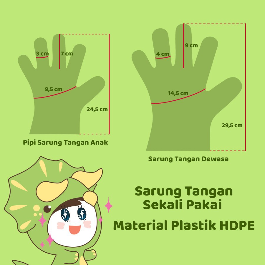 Bagus PiPi Sarung Tangan Plastik Anak (Kids Gloves) 10 Micron 100's