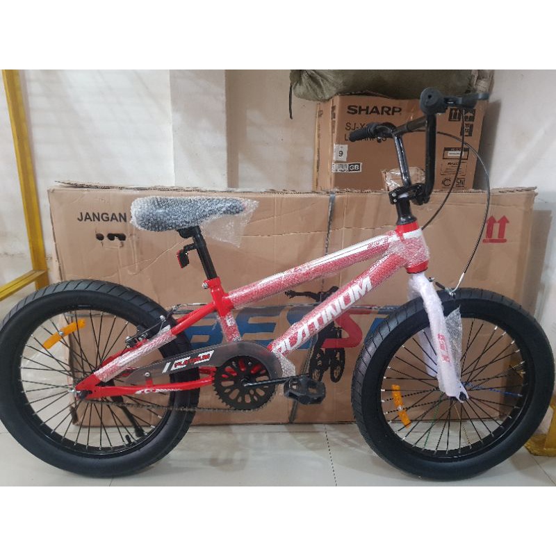 Sepeda BMX 20 inch PLATINUM ( BAN JUMBO 3.0 ) ( MERAH PUTIH )