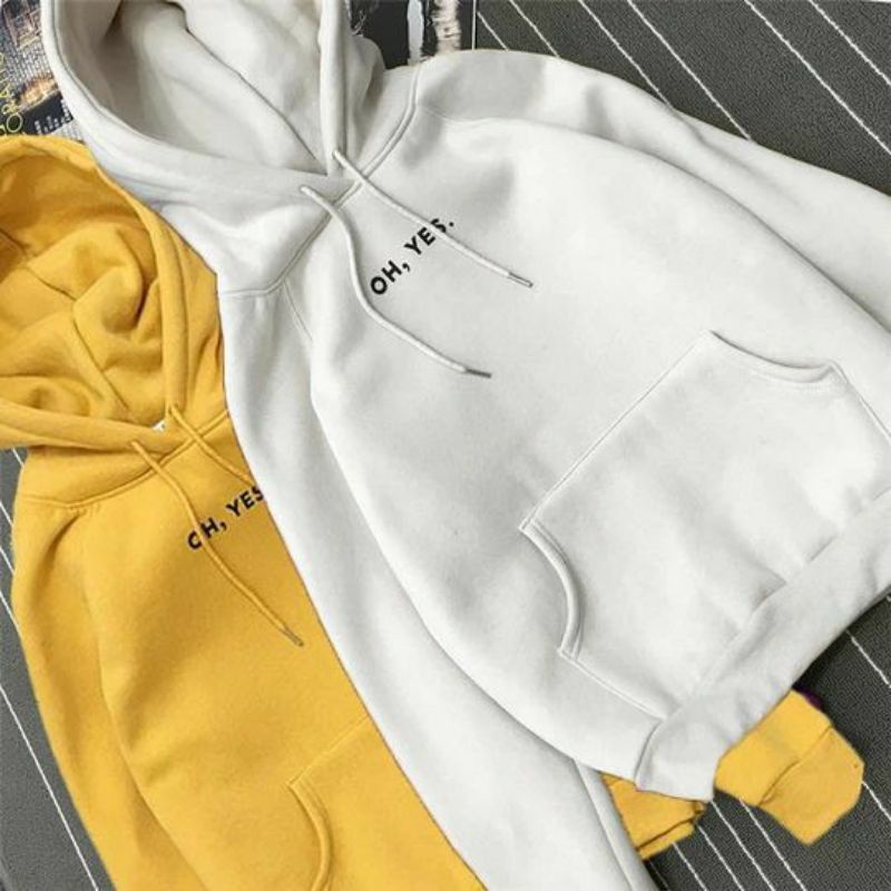 SWEATER HOODIE PRIA WANITA OH YES FULL COTTON