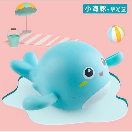 Mainan Mandi Anak Bayi Bentuk Kura Kura Berenang Di Kolam Renang / Bak Mandi Mainan Air Lucu / Mainan Edukasi Anak-Dolphin - Blue