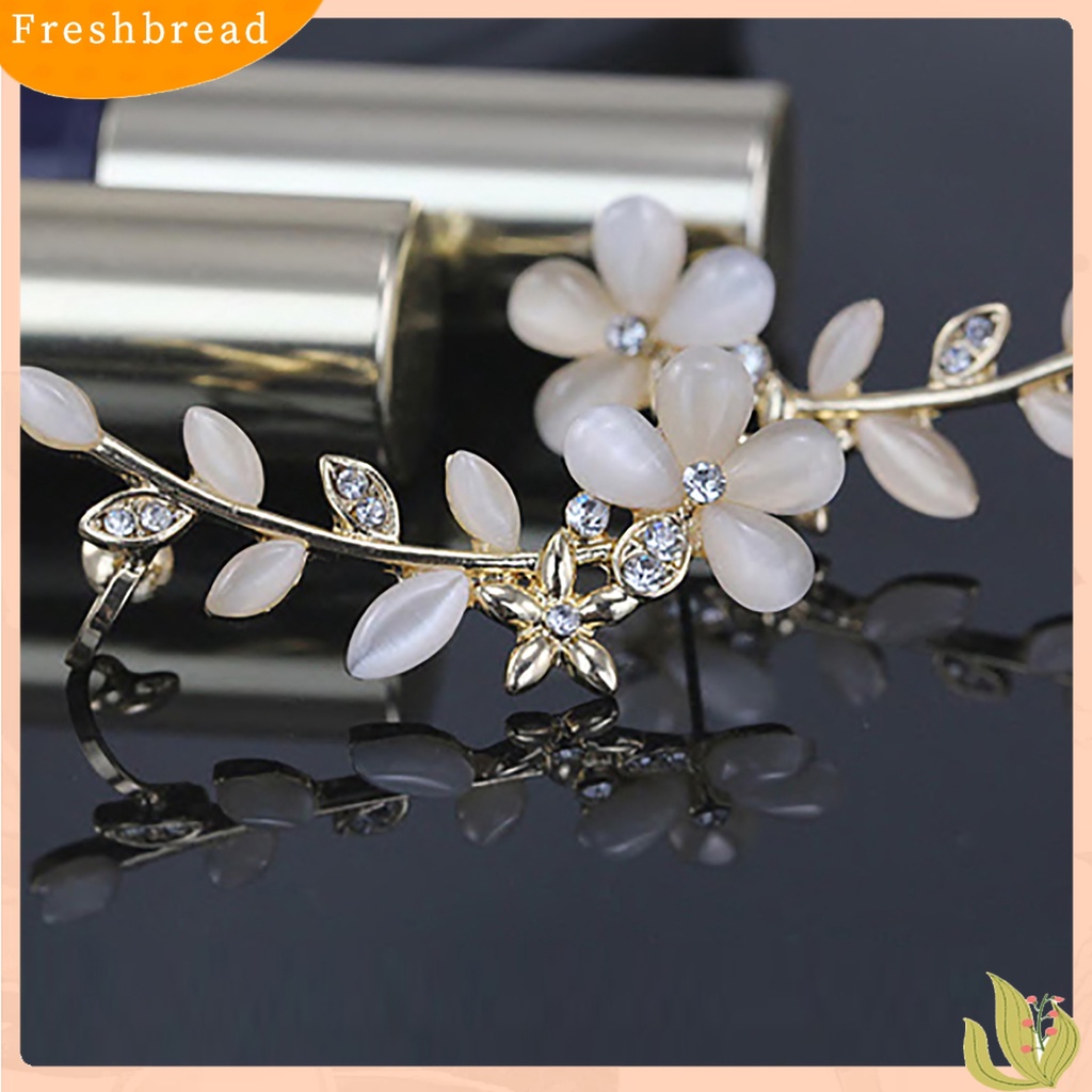 【Fresh】2 Pcs Women Crystal Rhinestone Flower Cuff Ear Bone Clips Non-piercing Earrings