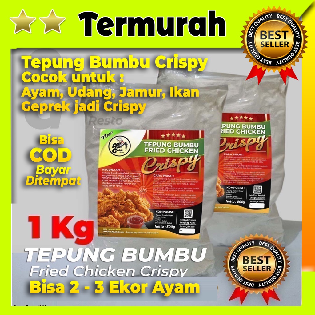 

Tepung Geprek / cilin / Crispy serbaguna 1Kg Gratis Bumbu Marinasi / Geprek / Jamur