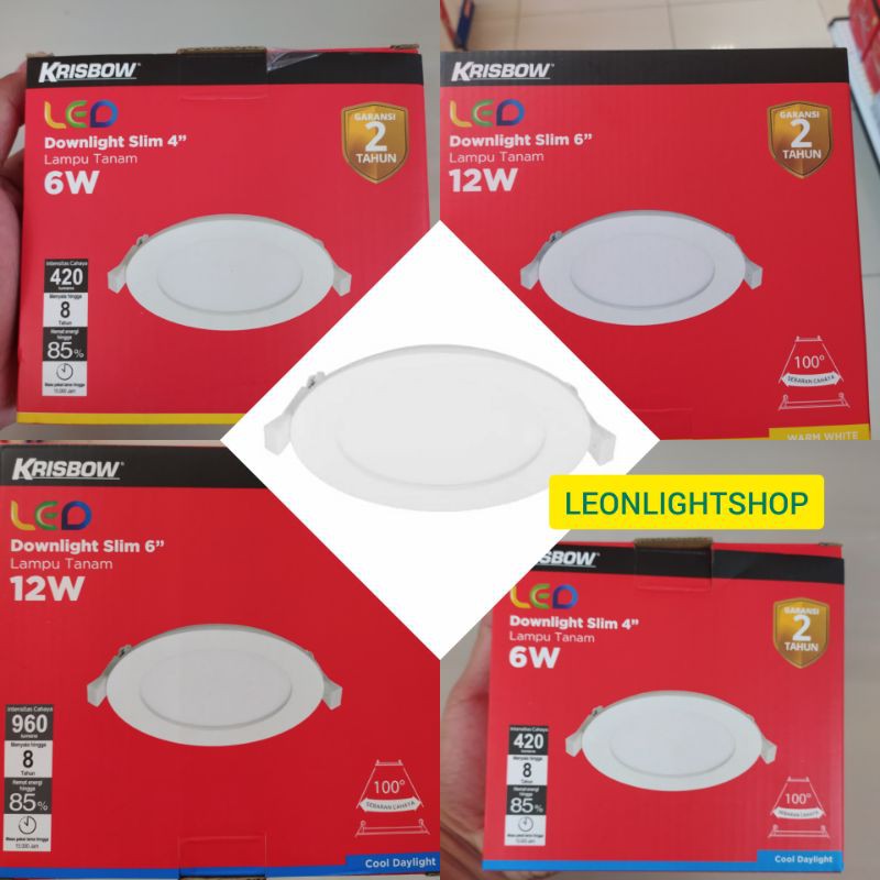 KRISBOW LAMPU LED DOWNLIGHT 6 DAN 12 WATT PUTIH DAN KUNING/ACE LED LAMPU PLAFON/LAMPU LANGIT-LANGIT