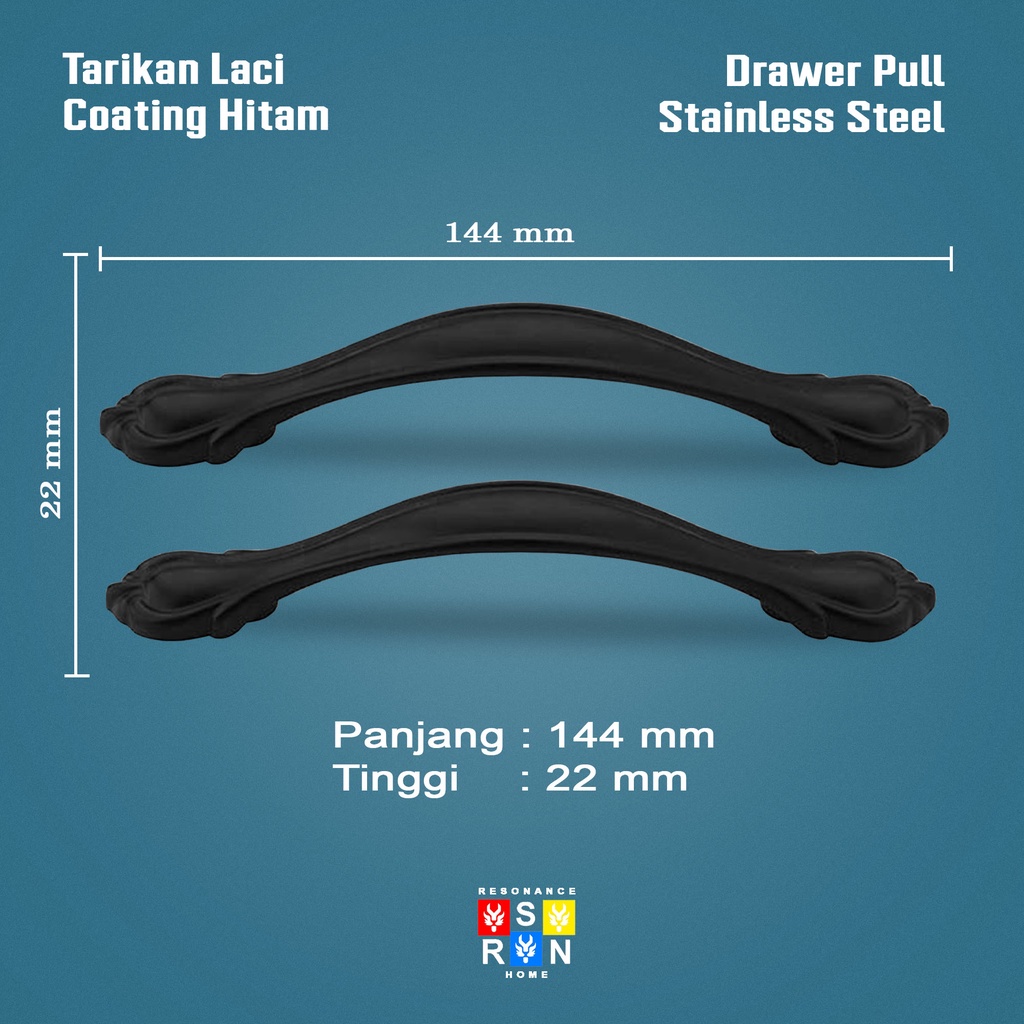 Tarikan Laci Coating Hitam 8602 / Handle Gagang Pintu Laci Lemari Resonance Home